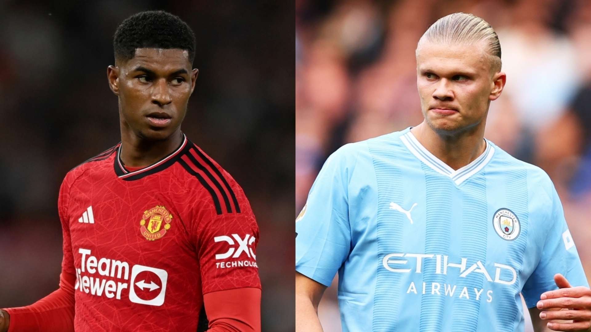 Marcus Rashford Man United Erling Haaland Man City