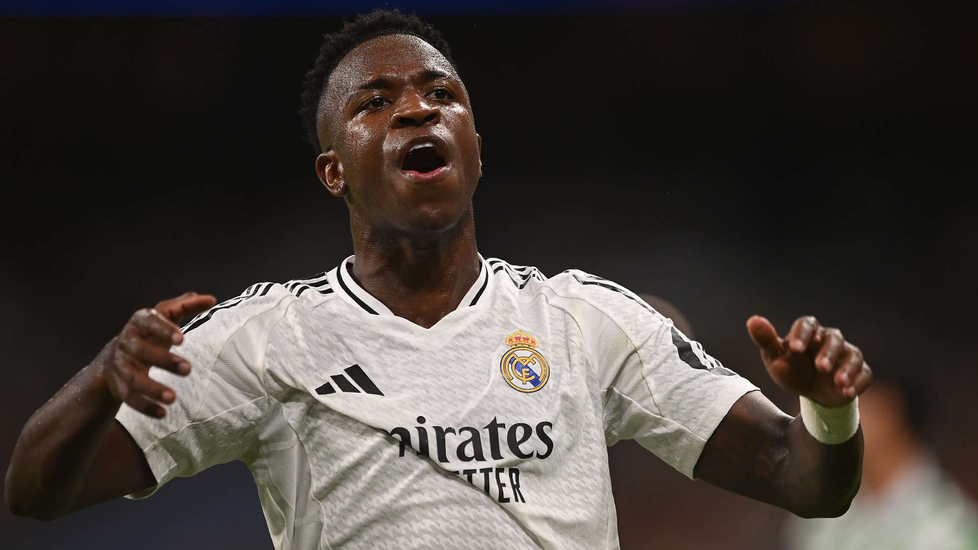 Vinicius Junior of Real Madrid reacts